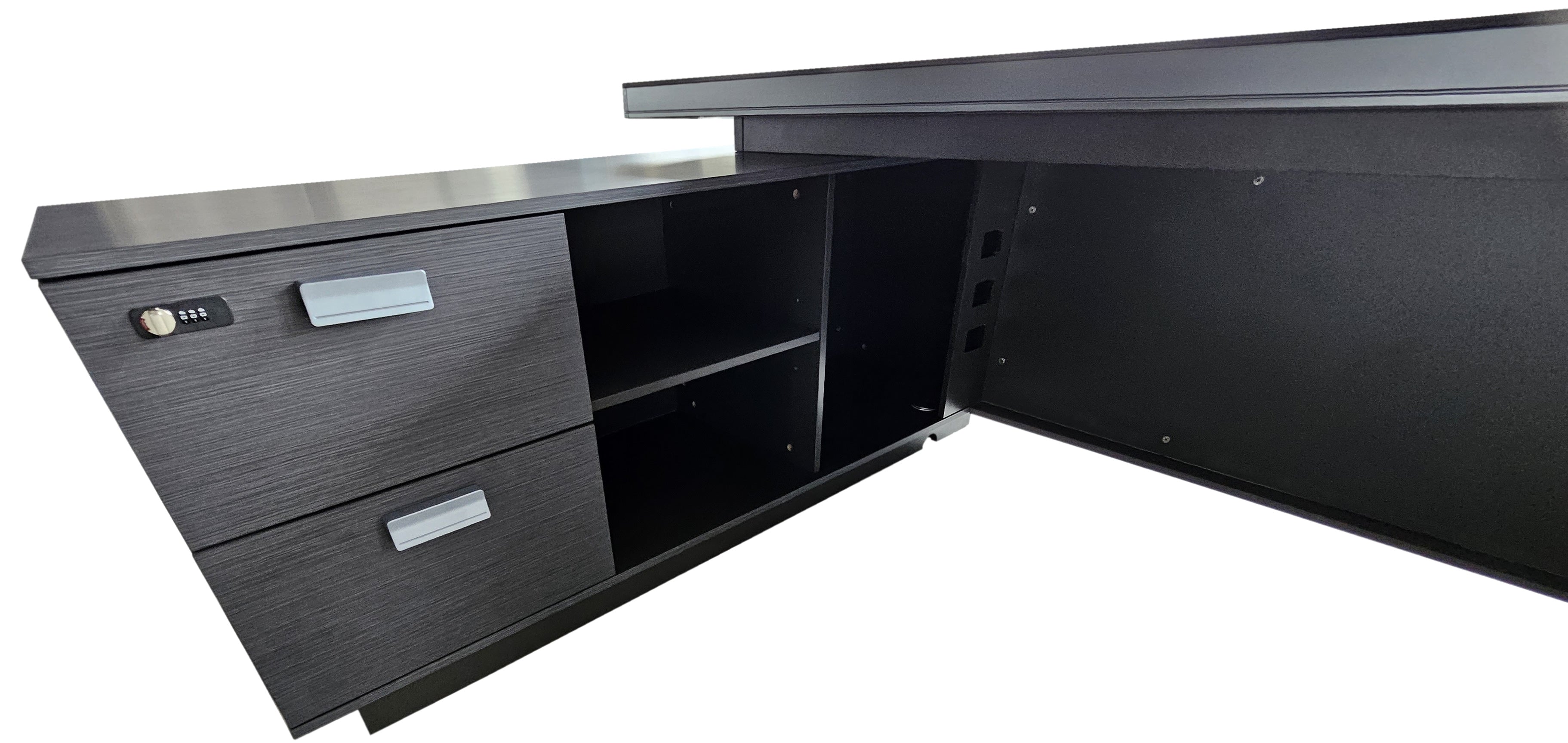 Modern Grey Aluminium Edged Melamine Corner Executive Office Desk with Full Length Top - 1800mm - WKO-FL-C-D0518